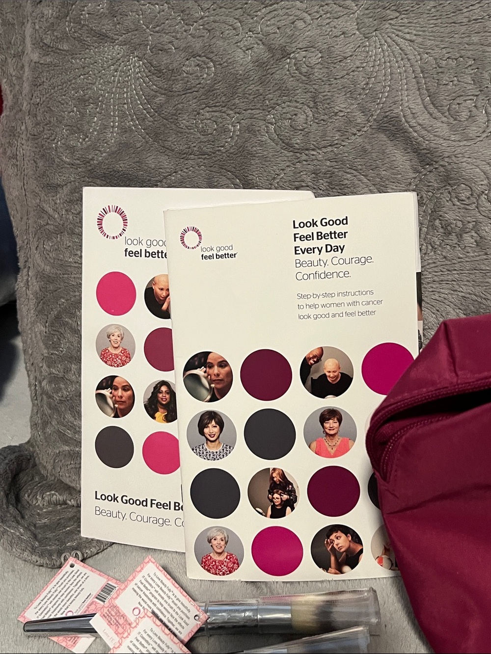 Look Good Feel Better Burgundy Cosmetic Bag + Makeup Set-NWT - Picture 3 of 14